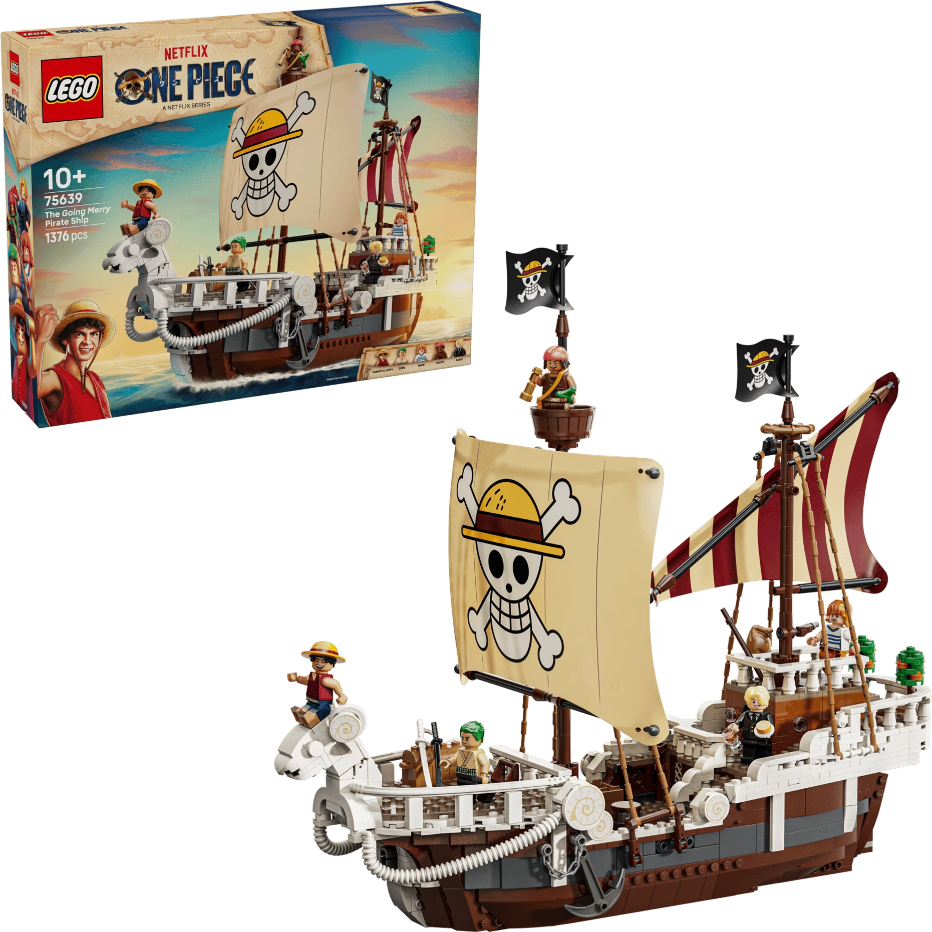 Set ndërtimi LEGO One Piece The Going Merry Pirate Ship 75639, 1376 copë, 5 minifigura