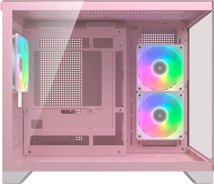 Kasë COUGAR FV150 Mini RGB, mini tower për Micro ATX/Mini-ITX, 3x120mm RGB fanë, rozë