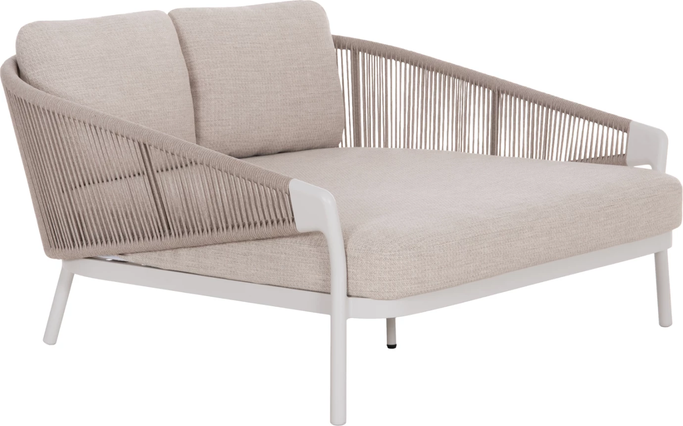 Daybed dopio XANTION, alumin i bardhë, litar, stof OLEFIN, 157x147x88cm