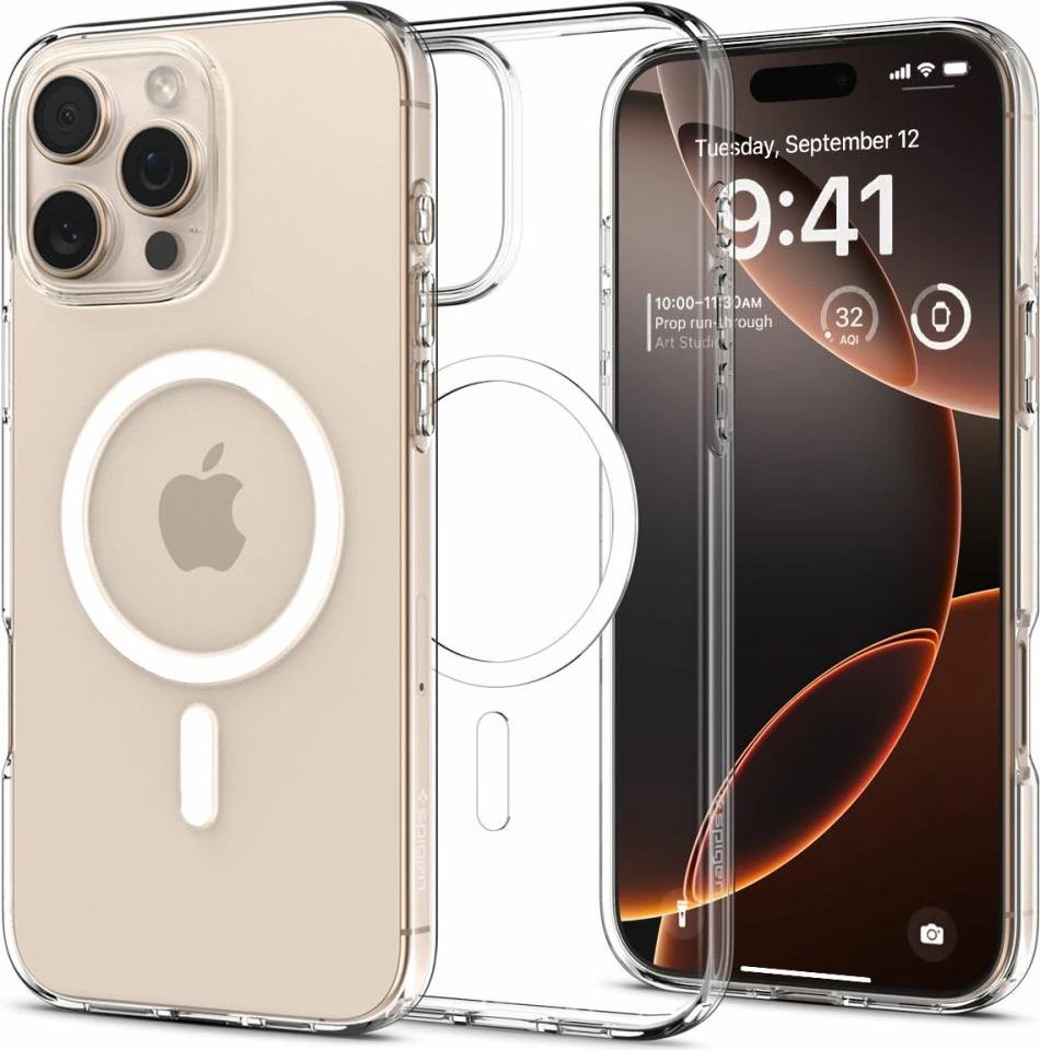 Mbështjellës, Spigen Liquid Crystal Mag MagSafe për iPhone 16 Pro, TPU i hollë me airbag në qoshe, kompatibil me karikim MagSafe, transparent