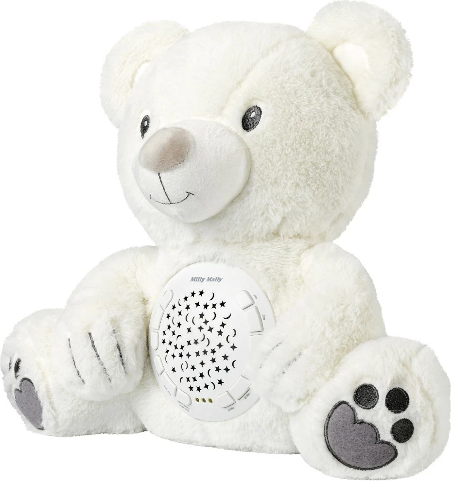 Lodër pelushi Milly Mally ari me projektor, e bardhë