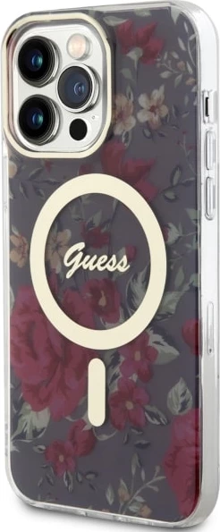 Mbështjellës Guess GUHMP14XHCFWSA për iPhone 14 Pro Max 6.7", Flower MagSafe, Gjelbër