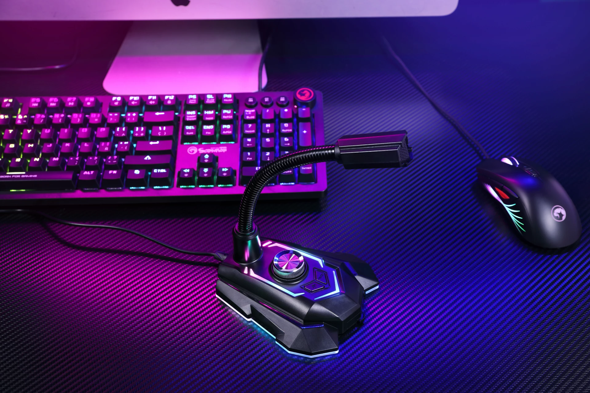 Mikrofon Marvo MIC-05 USB RGB omnidireksional, i zi
