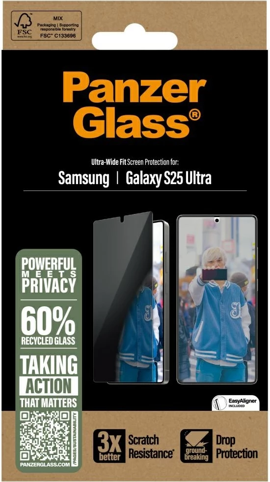 Xham mbrojtës PanzerGlass Ultra-Wide Fit Privacy për Samsung Galaxy S25 Ultra