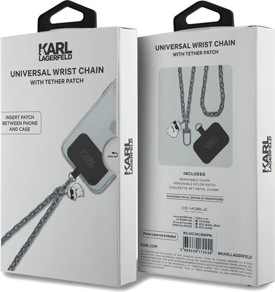 Rrip dore universal për telefon Karl Lagerfeld Choupette, argjend