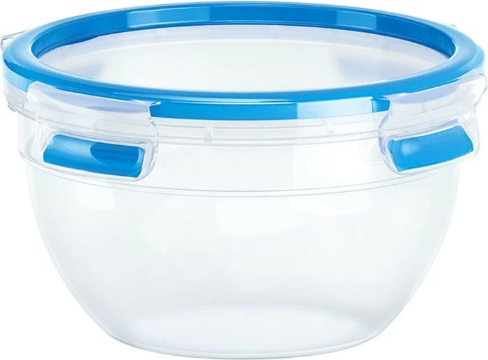 Enë plastike Emsa 518096 me kapak, rrethore, transparente, kaltër