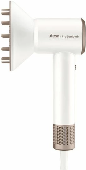 Tharëse flokësh UFESA Pro Ionic-Air 60305935, 1600 W, jonike, 2 shpejtësi/2 temperatura + ajër i ftohtë, e bardhë, set me koncentrator + difuzor + çantë
