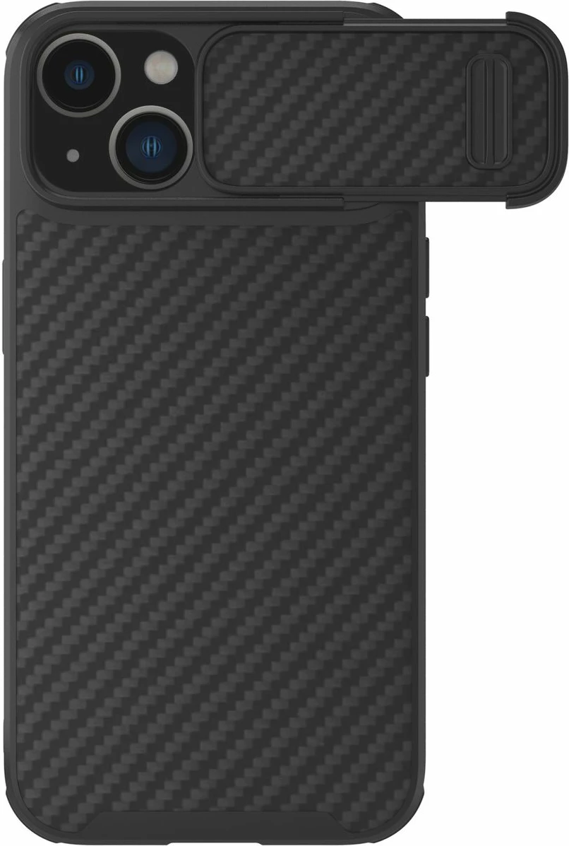 Mbështjellës Nillkin Synthetic Fiber S Case për iPhone 14 Plus me kapak kamere, i zi