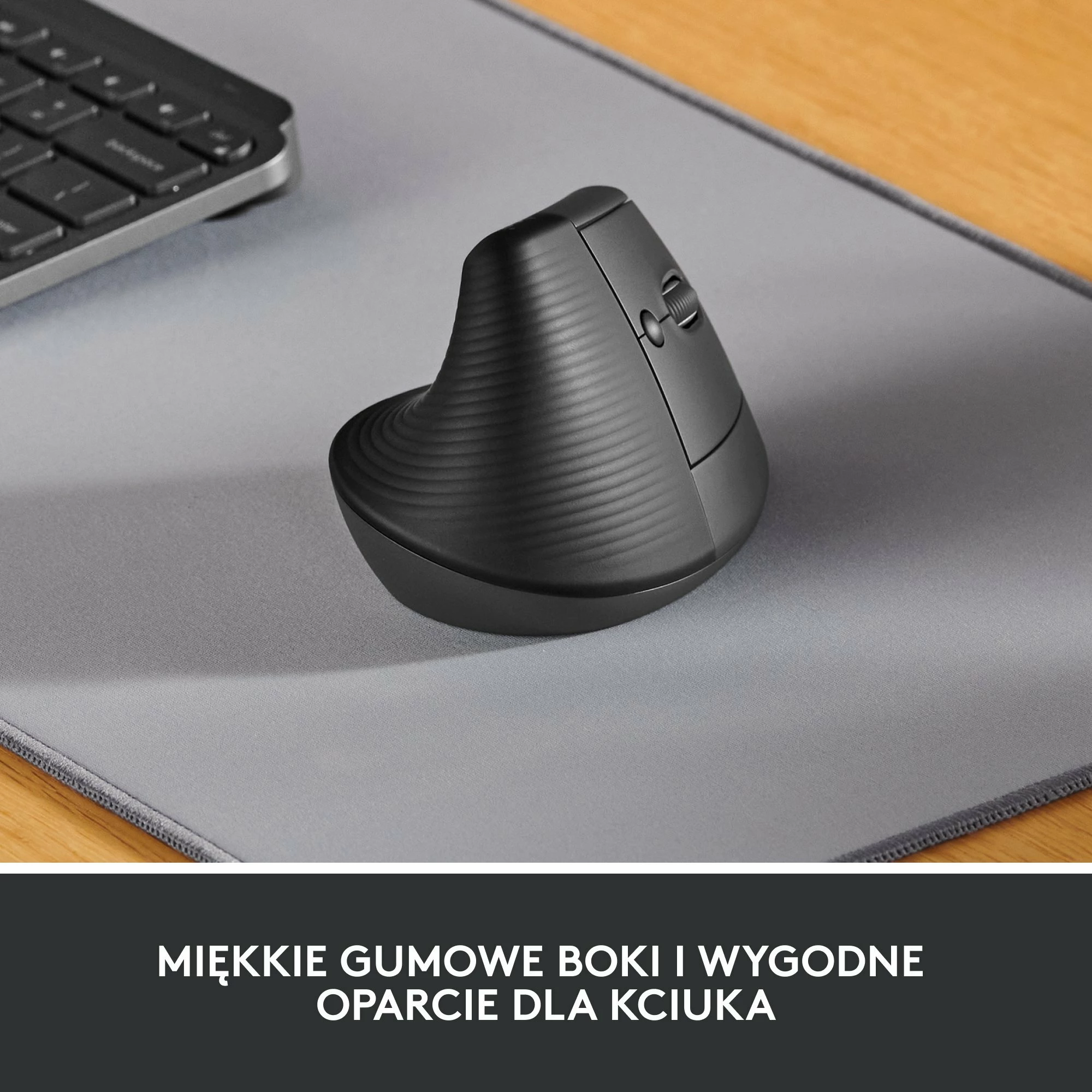 Maus Logitech Lift 910-006473, wireless vertikal ergonomik, 4000 DPI, Bluetooth/USB, Graphite