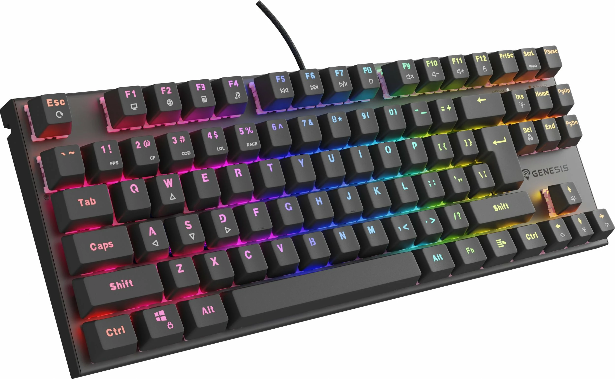 Tastierë mekanike gaming Genesis Thor 303 TKL (NKG-1881), Outemu Peach Silent, Hot Swap, RGB, USB, US layout, e zezë