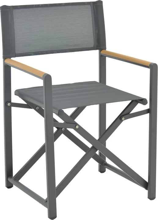 Set tavoline me karrige për terasë Mabu-Thorio, alumin anthracite dhe plywood natyral, 160x90x75cm, 5 pjesë