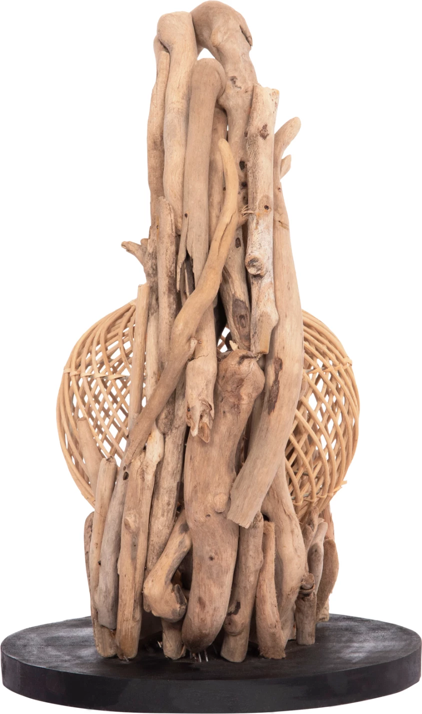 Llambë tavoline dekorative ASHIN, dru i rrjedhur & rattan, 30x30x49Hcm