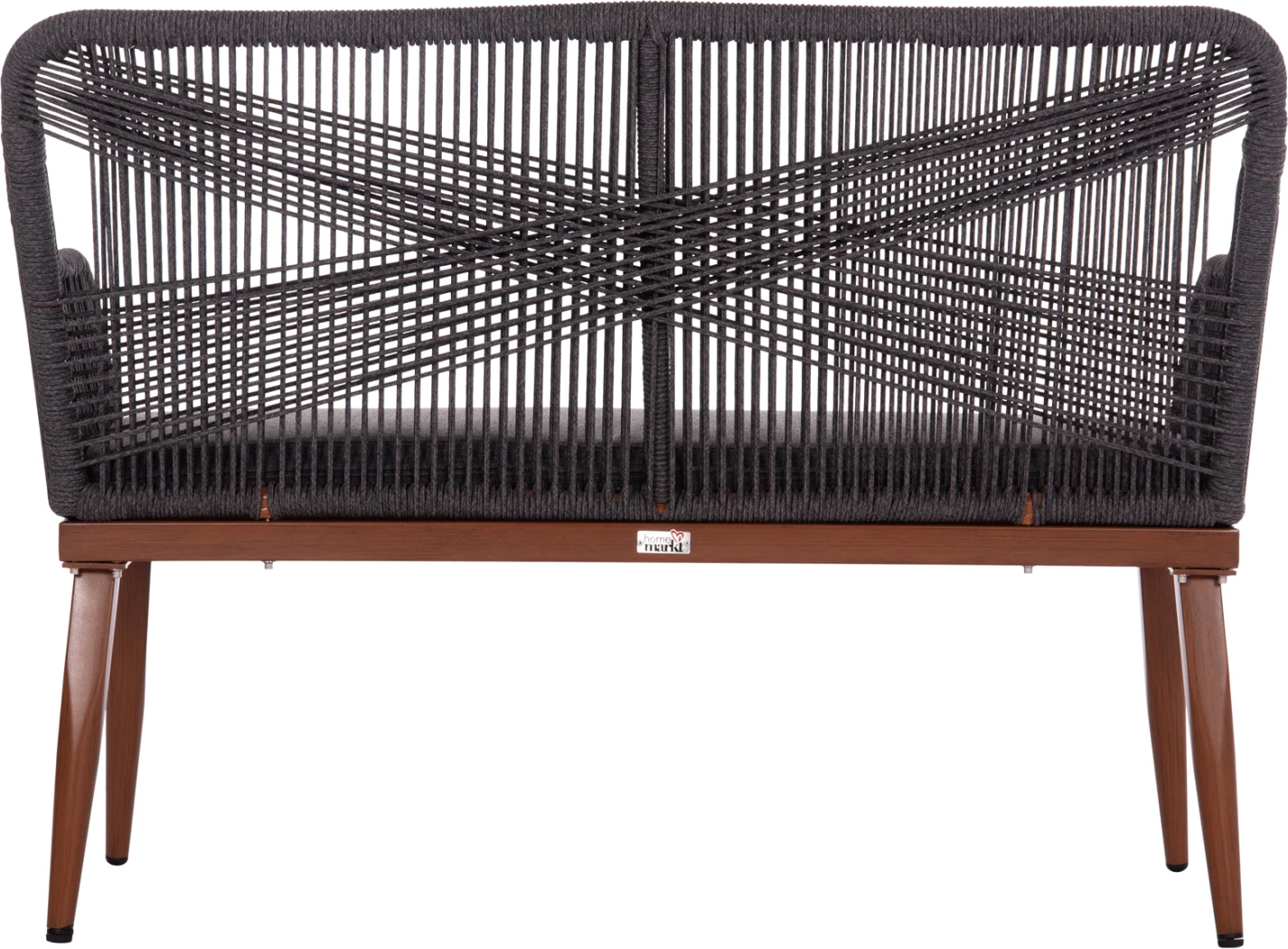 Divan i jashtëm dy vendësh MYRTIA, alumin kafe, litar p.e. antracit, 123x61x90cm