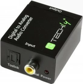 Konvertues audio digjital në analog Techly 301139, Toslink/Coaxial në RCA, i zi