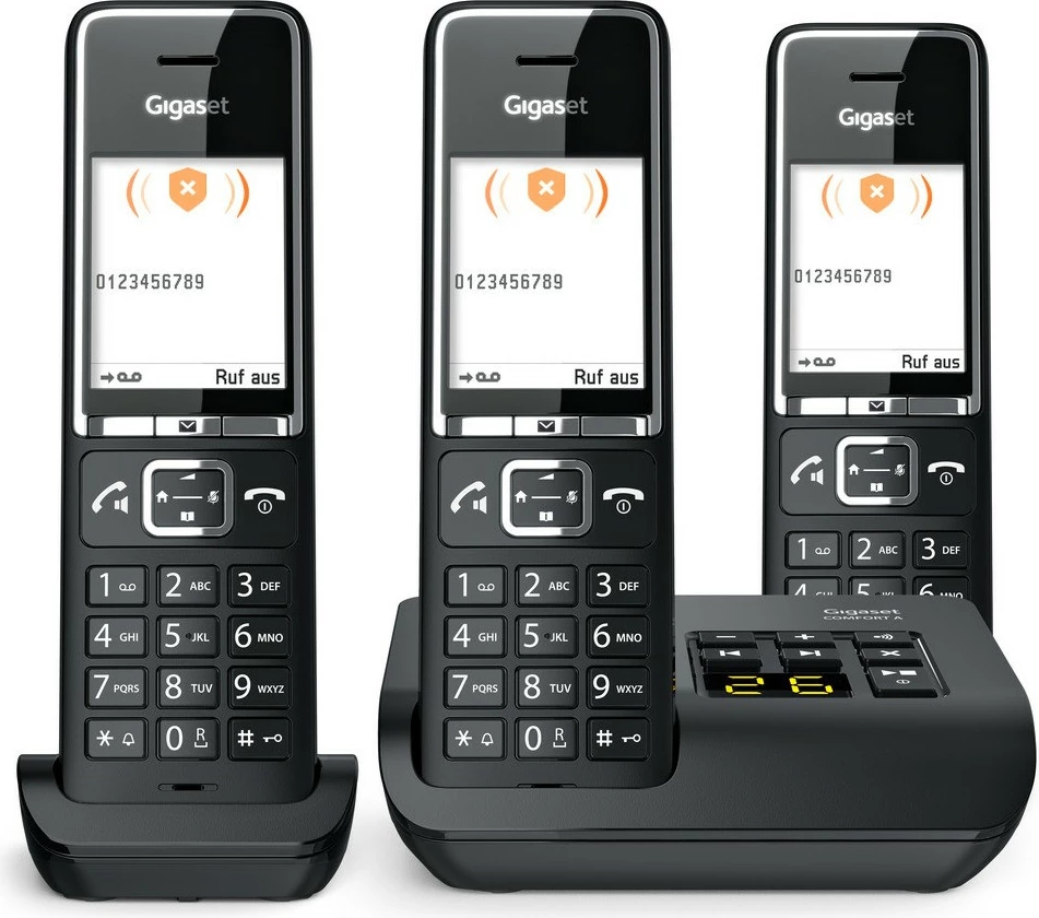 Telefon pa tela Gigaset COMFORT 550A, 3 dorëza, regjistrues automatik, 200 kontakte, i zi