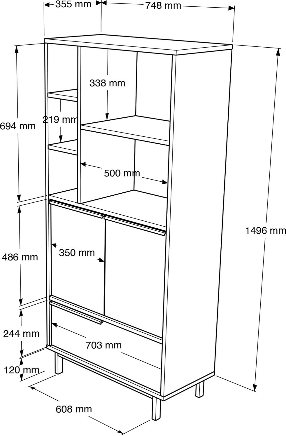 Dollap multifunksional, ngjyrë e bardhë, Skye Decor, On9B-W