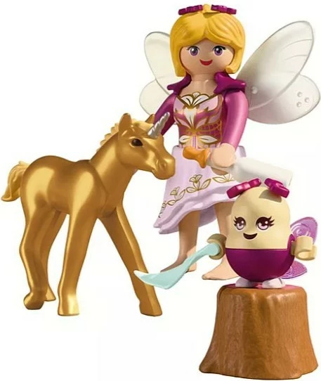 Set figurina Playmobil 71844 Princess Magic, këlysh unikorni me zanë dhe Joyling, 23 pjesë, i artë