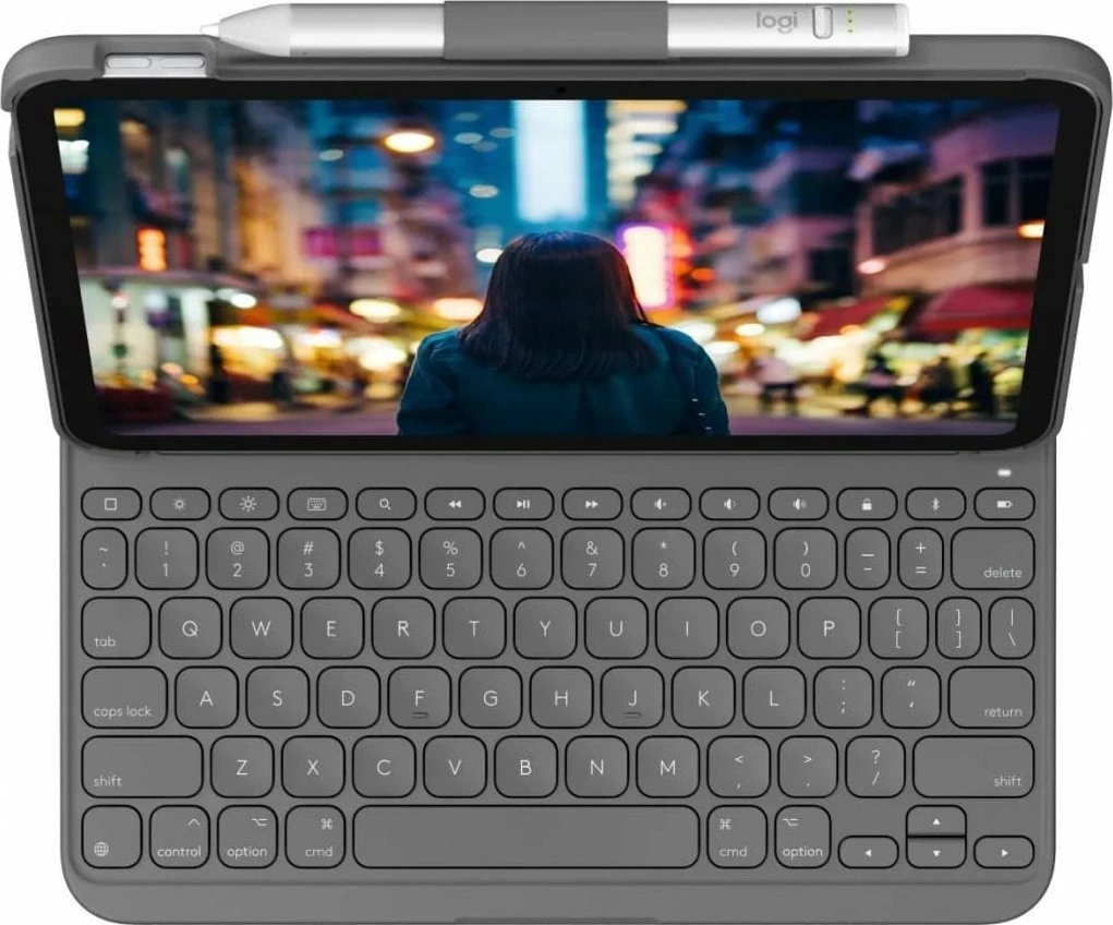 Mbështjellës me tastierë Logitech Slim Folio 920-011429 për iPad 10th gen 10.9\", layout UK, Gri