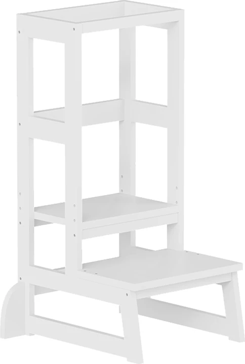 Kullë mësimi për fëmijë, stil Montessori, dru pishe, ngjyrë e bardhë, 45.7x51x90cm