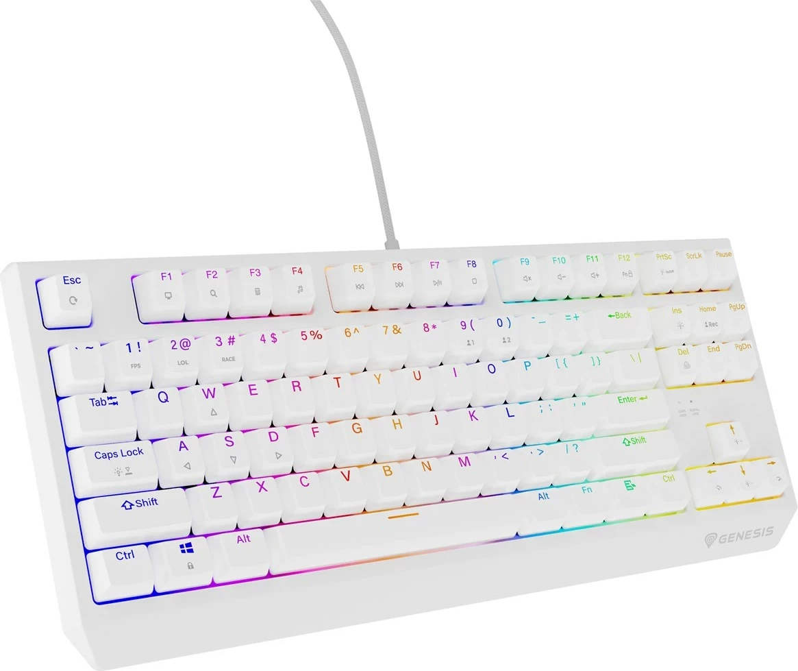 Tastierë mekanike GENESIS Thor 230 TKL, QWERTY, US English, RGB, e bardhë