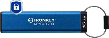 USB stick Kingston IronKey Keypad 200 16GB blu