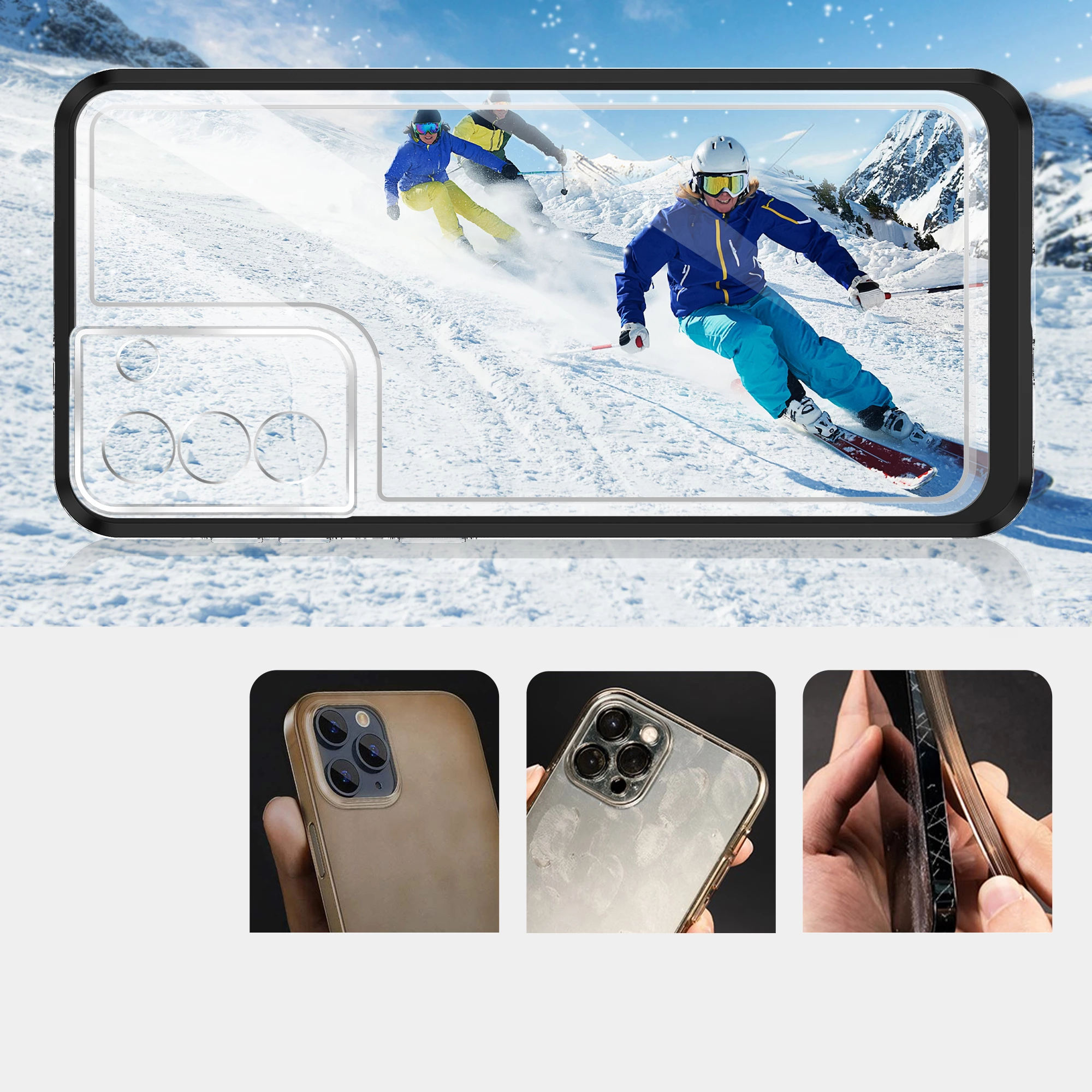 Mbështjellës Hurtel Hybrid Armor Clear 3in1 për Samsung Galaxy S22+, i zi/transparente