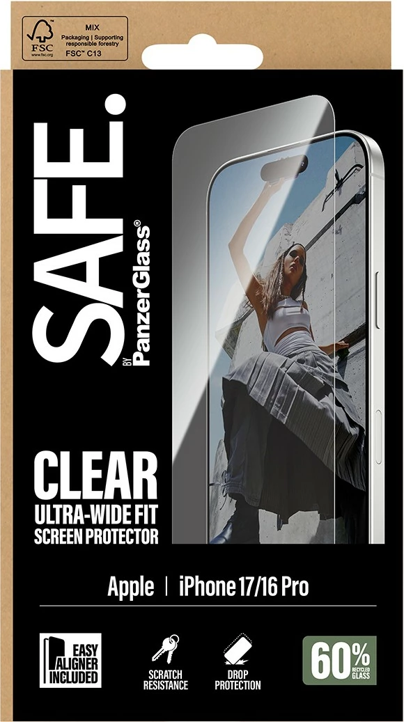 Mbrojtës ekrani PanzerGlass SAFE për iPhone 17/16 Pro/UWF