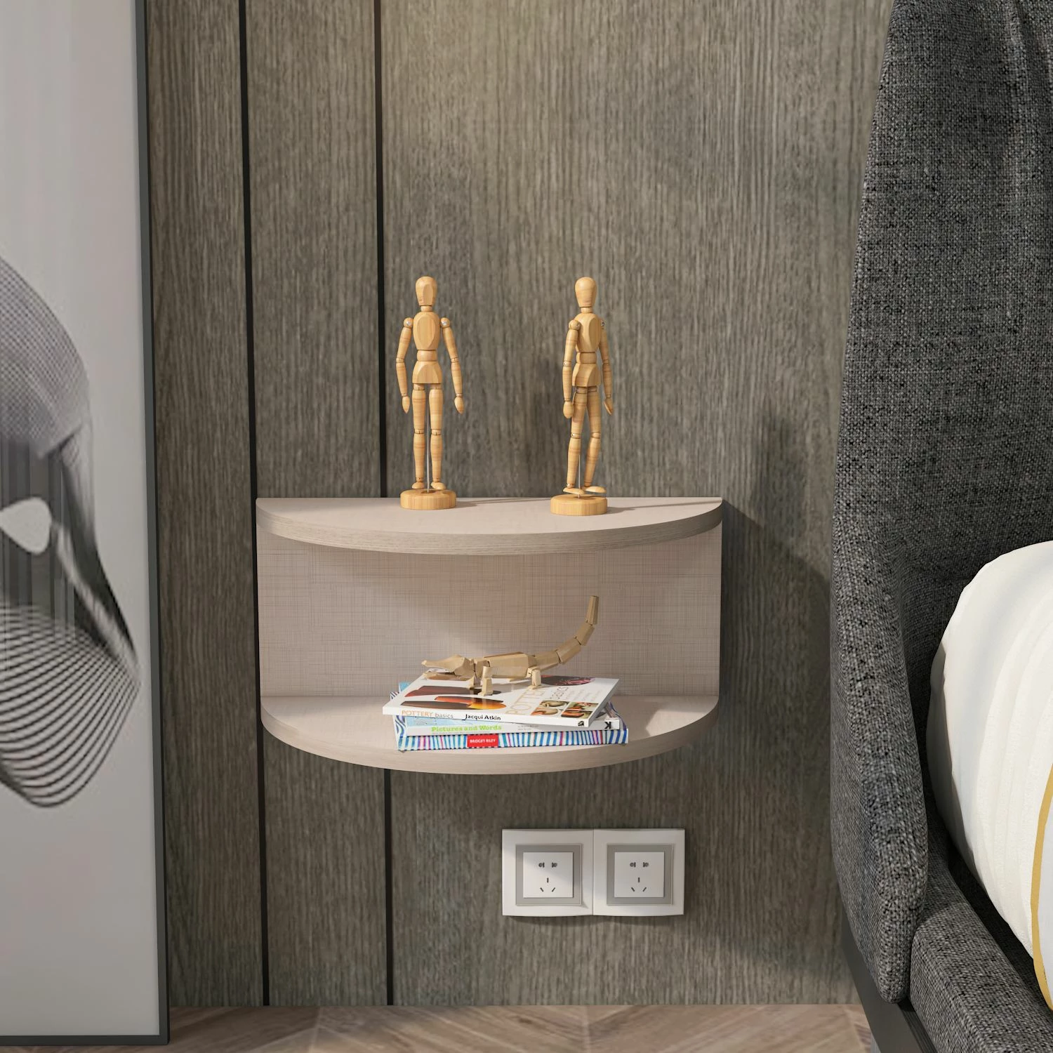 Komodinë natës Skye Decor, Bella, bezhë