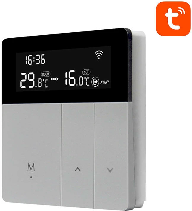 Termostat smart për ngrohës uji, Avatto WT50-WH-3A, Wi‑Fi 2.4 GHz, Tuya/Smart Life, ekran LCD, ngarkesë 3A, gri