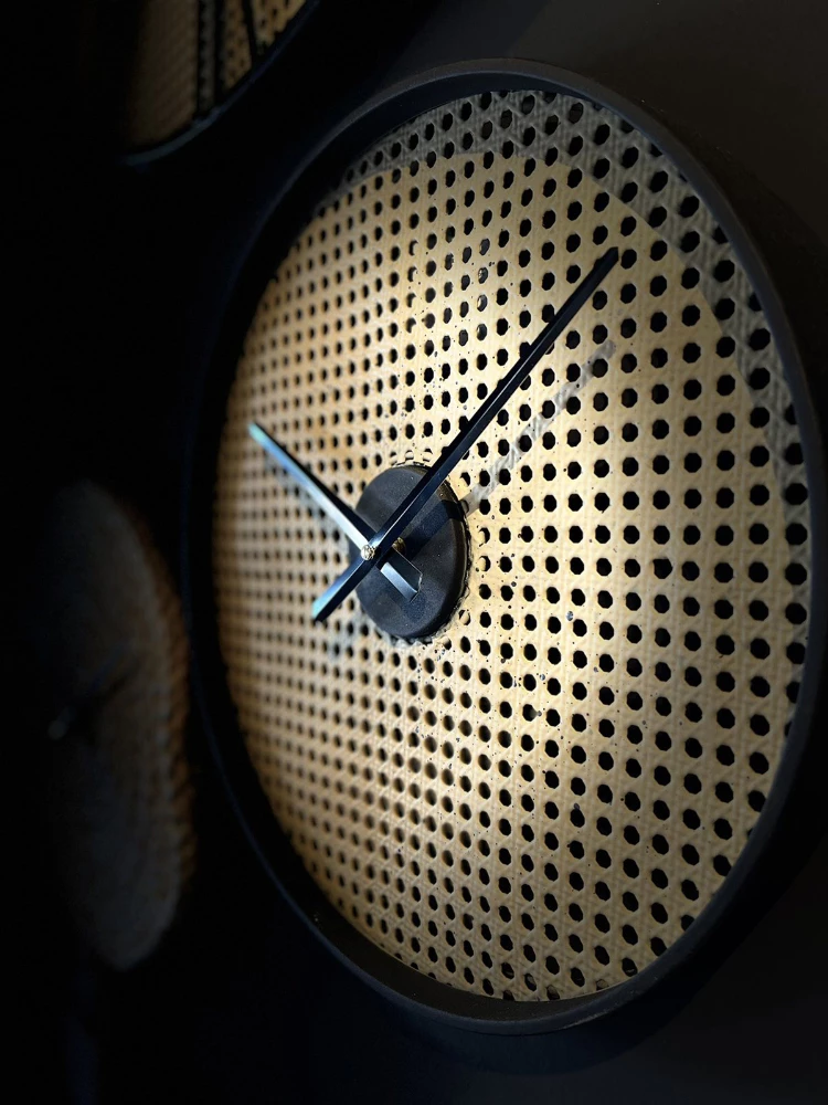 Orë muri Canne, metal natyral, e zezë, 40x40x5cm