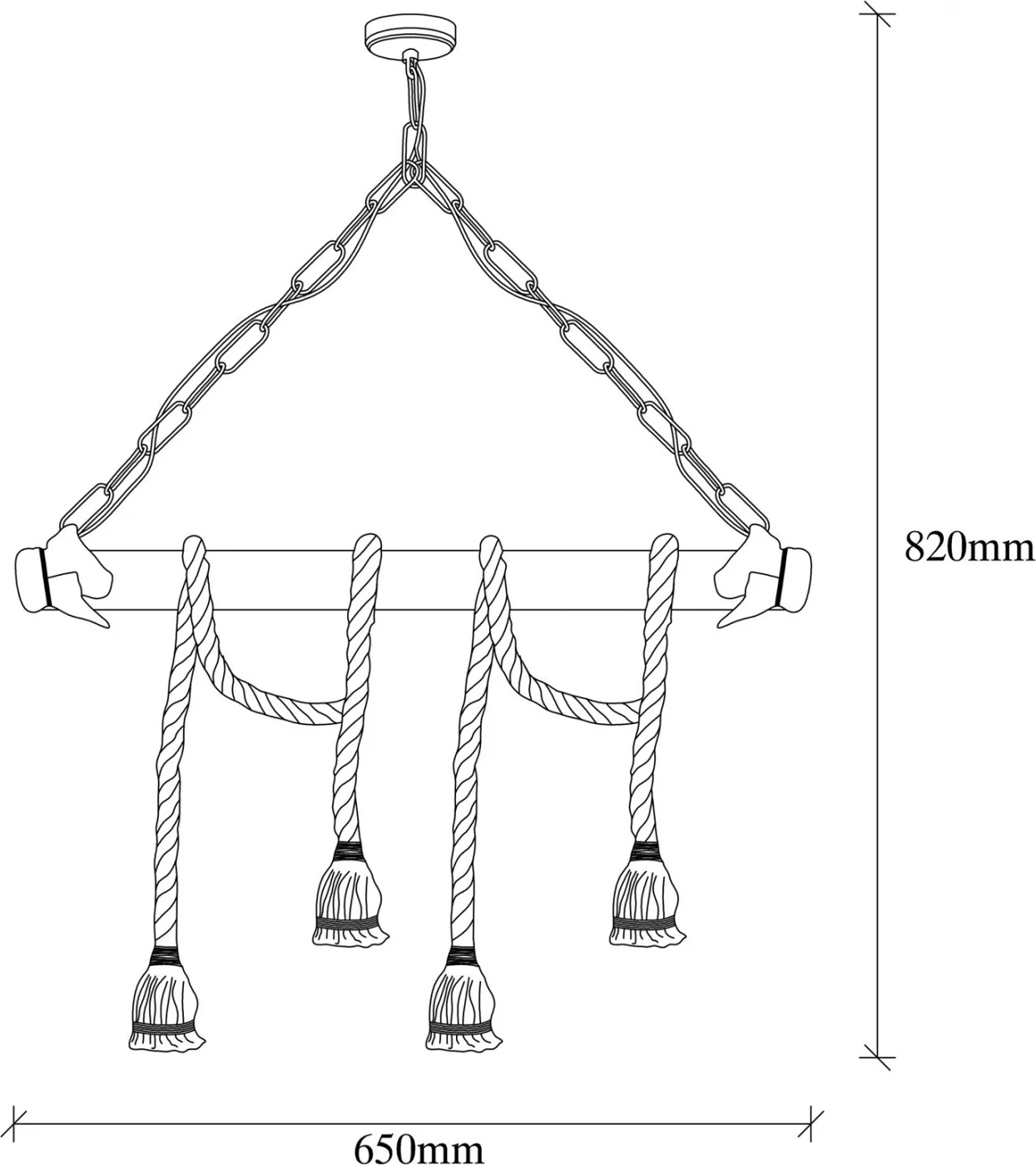 Dritë tavani druri me litar FH7321 65x8x82 cm