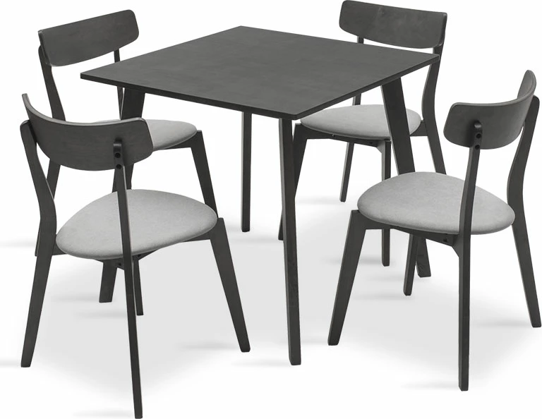 Tavolinë me karrige Benson - Toto, 5 copë, 80x80x75cm, ngjyrë gri rustike - pëlhurë gri