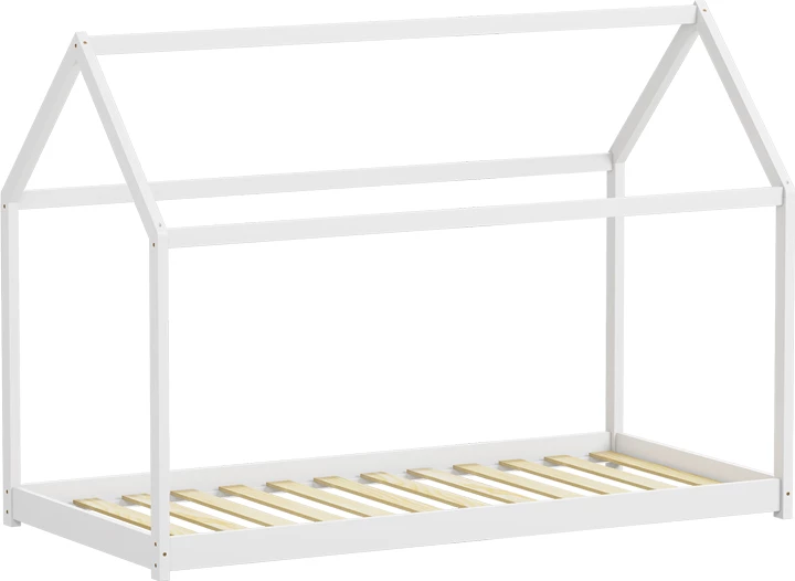 Krevat fëmijësh Montessori Nino, dru pishe, ngjyrë e bardhë, 90x190cm