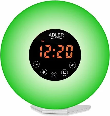 Orë alarmi me dritë Adler AD 1916, simulim lindje dielli, FM radio, USB-C, ndriçim ambient 6 ngjyra, multikolor