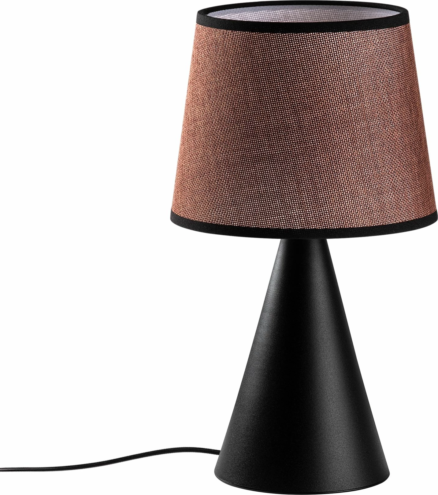 Llambë tavoline Opviq, Kona - 15481, trup metalik, kapak stof, e zezë dhe kafe