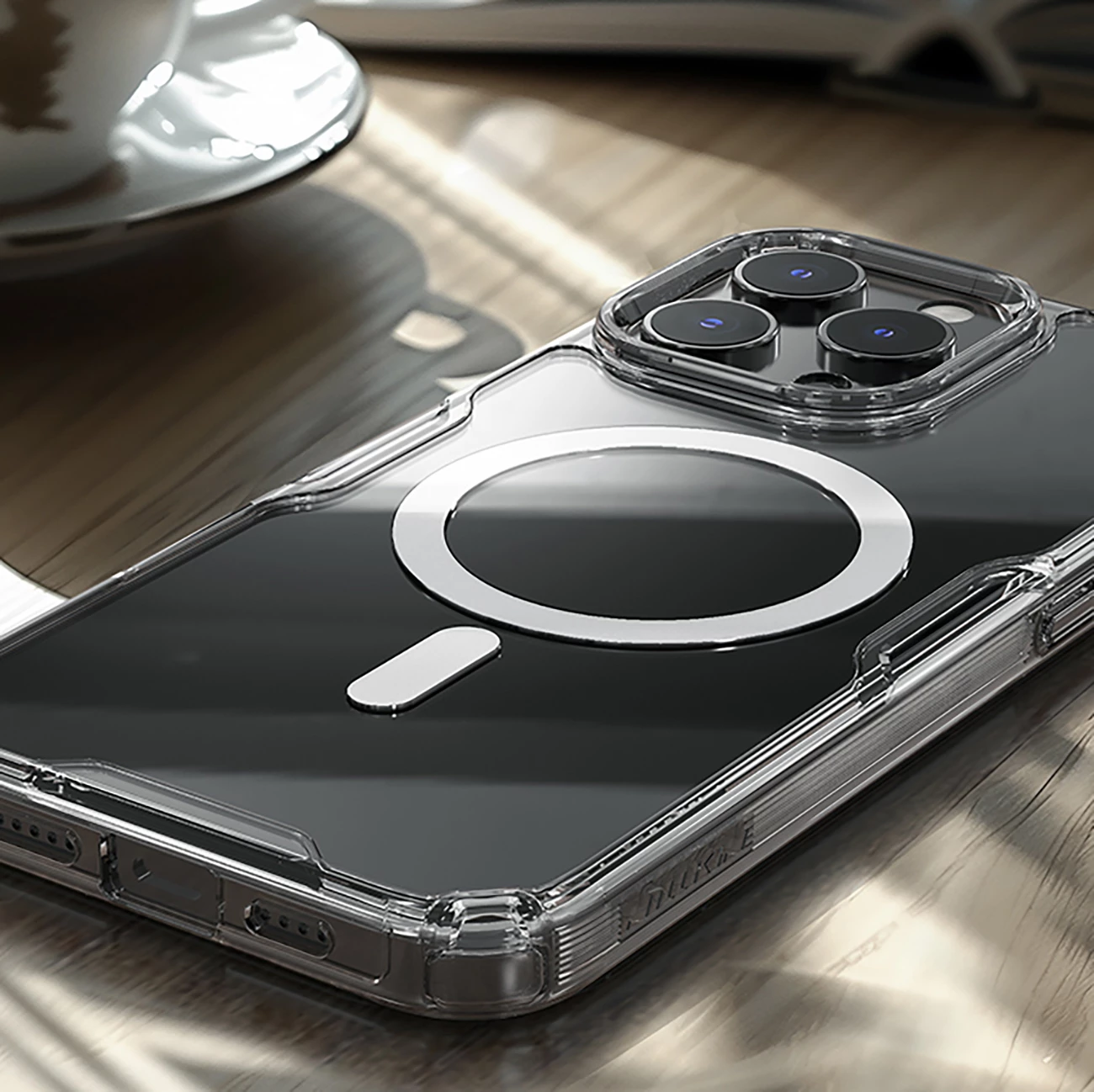 Mbështjellës Nillkin Nature Pro Magnetic Case për iPhone 16, MagSafe, Transparent & Bardhë