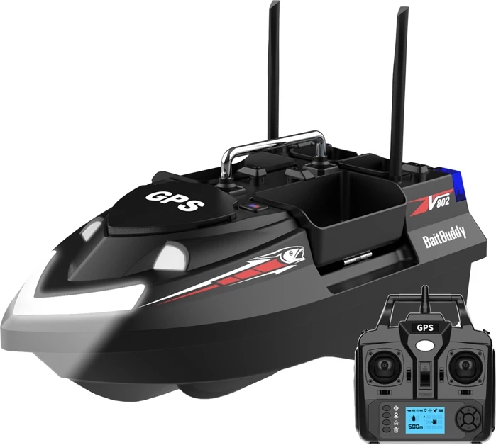 Varkë karremi me telekomandë, Flytec V802 PRO, 12000 mAh, GPS 160 pika, 4 dhoma 3 kg, e zezë