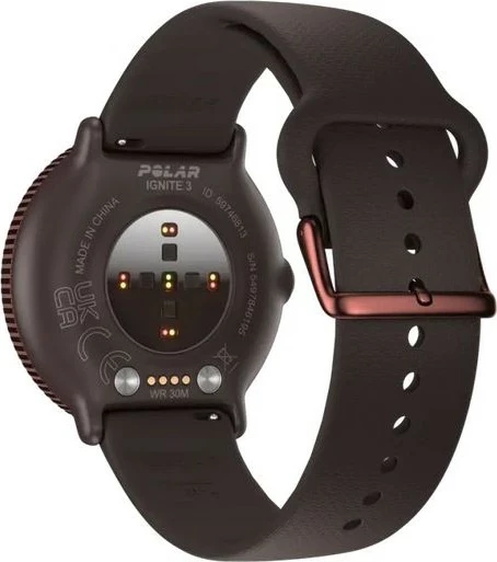 Smartwatch Polar Ignite 3 Titanium, rrip silikon/lëkurë, kafe