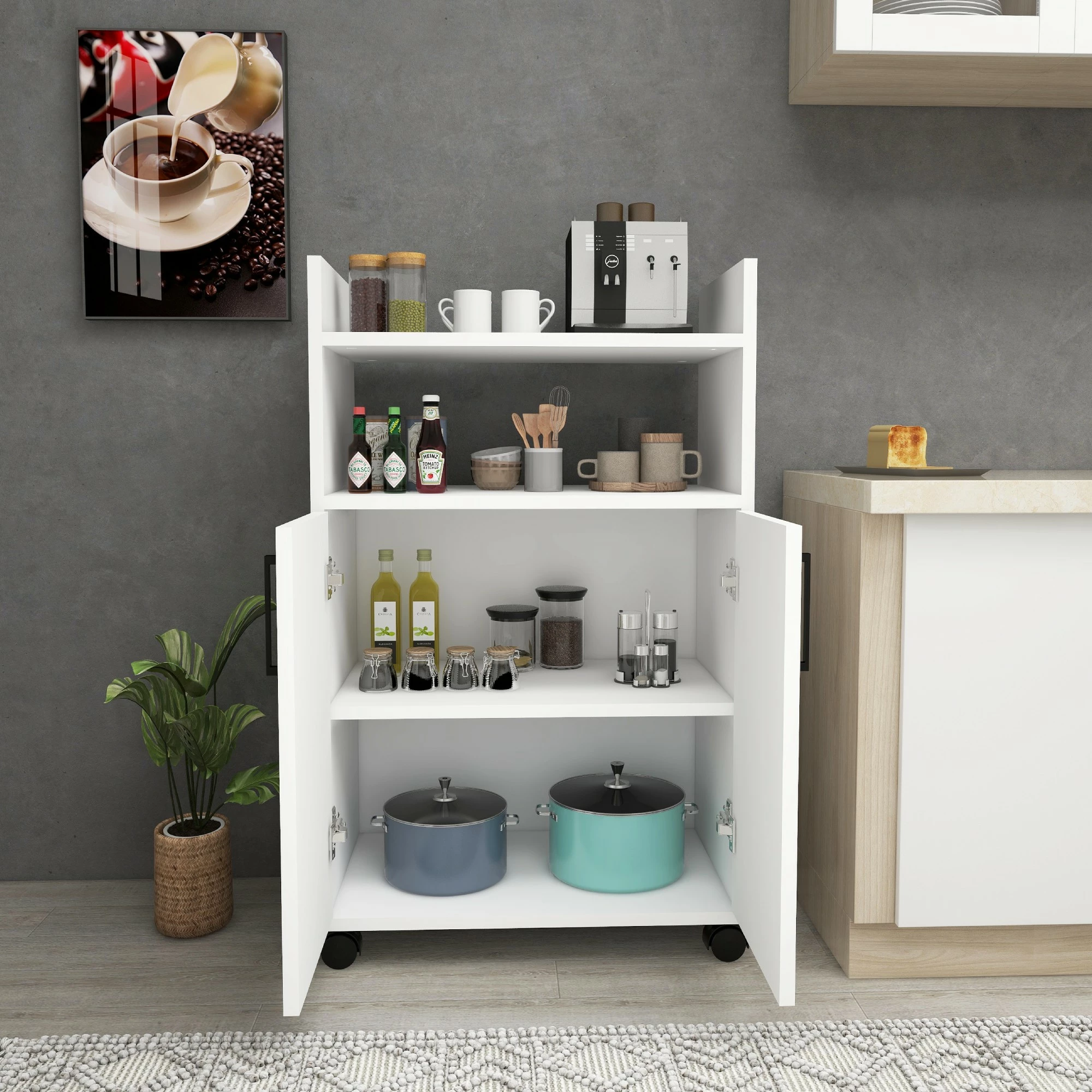 Dollap multifunksional Hanah Home, i bardhë, Tiraks