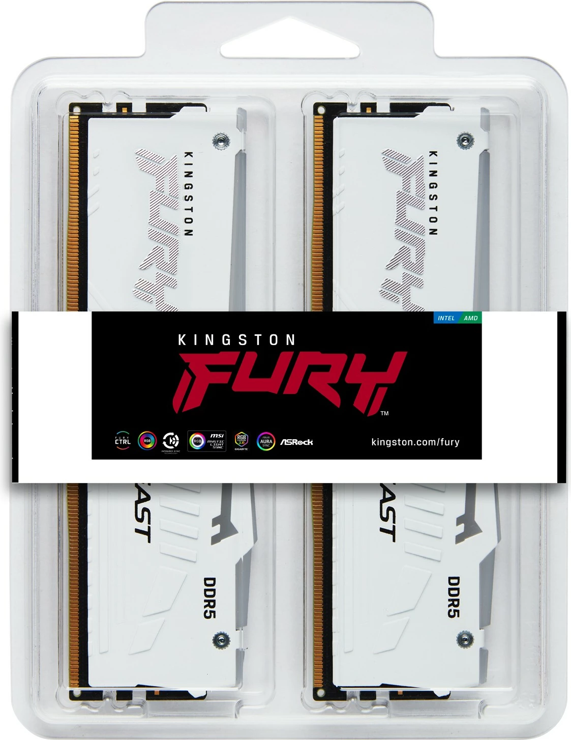 RAM Memorje Kingston FURY Beast 64GB 6000MT/s DDR5 CL30 DIMM RGB e bardhë