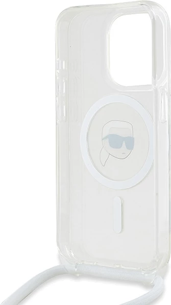 Mbështjellës Karl Lagerfeld Crossbody IML Karl Head MagSafe për iPhone 15 Pro, Transparent