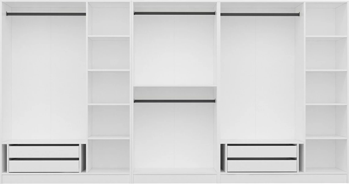 Dollap rrobash Skye Decor, i bardhë, 360x210x52cm, 8 pjesë