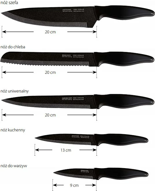 Set i thikave Smile SNS-6, 6 copë, ngjyrë e zezë