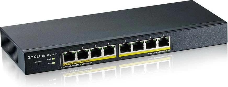 Switch Zyxel GS1900-8HP, 8 porta Gigabit PoE, Desktop, i zi