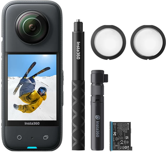 Kamerë aksion Insta360 X3 Creator Kit, 360°, 4K, 72MP, e zezë, set me aksesorë