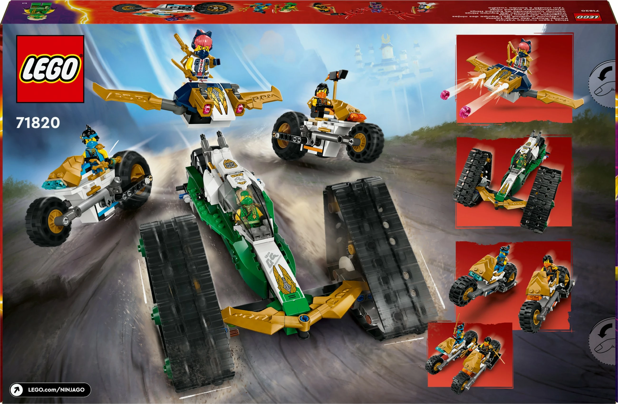 Set ndërtimi LEGO Ninjago 71820 Ninja Team Combo Vehicle, multikolor