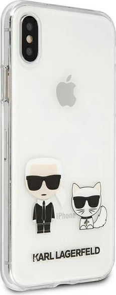 Mbështjellës Karl Lagerfeld Karl & Choupette për iPhone XS Max, Transparent