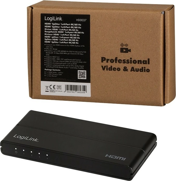 Splitter HDMI LogiLink HD0037, 4xHDMI, 4K, 60Hz, i zi