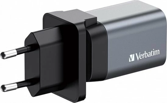 Karikues muri Verbatim GaN 35W 32200, USB-C PD 3.0 + USB-A QC 3.0, set me priza EU/UK, argjendtë