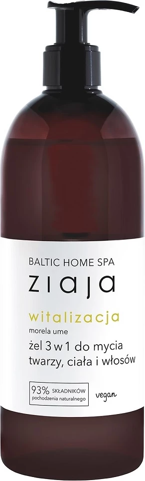 Xhel 3-në-1 për fytyrë, trup dhe flokë Ziaja Baltic Home Spa Vitalization për femra Kajsi Ume 500ml